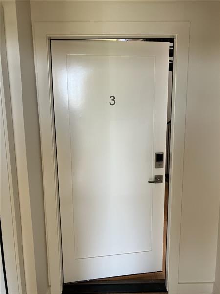 Unit 3 front door marked with the number 3